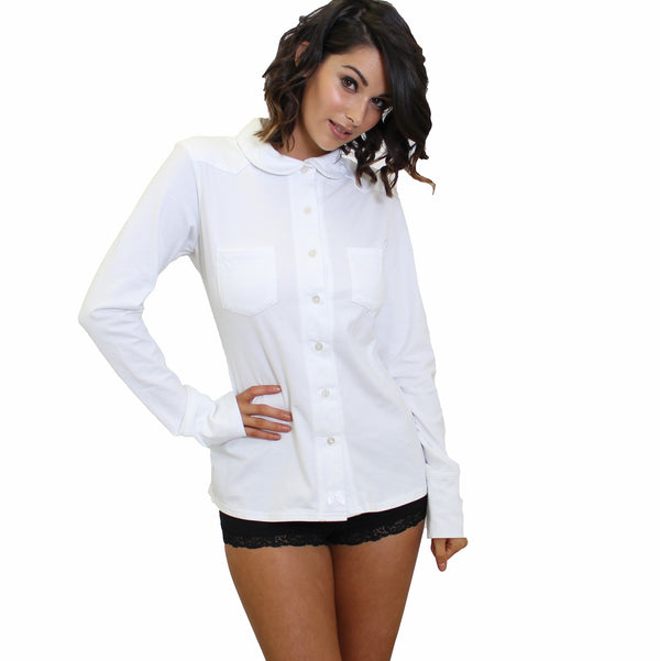 Women's White Button Down Shirt | FOXERS Equestrian