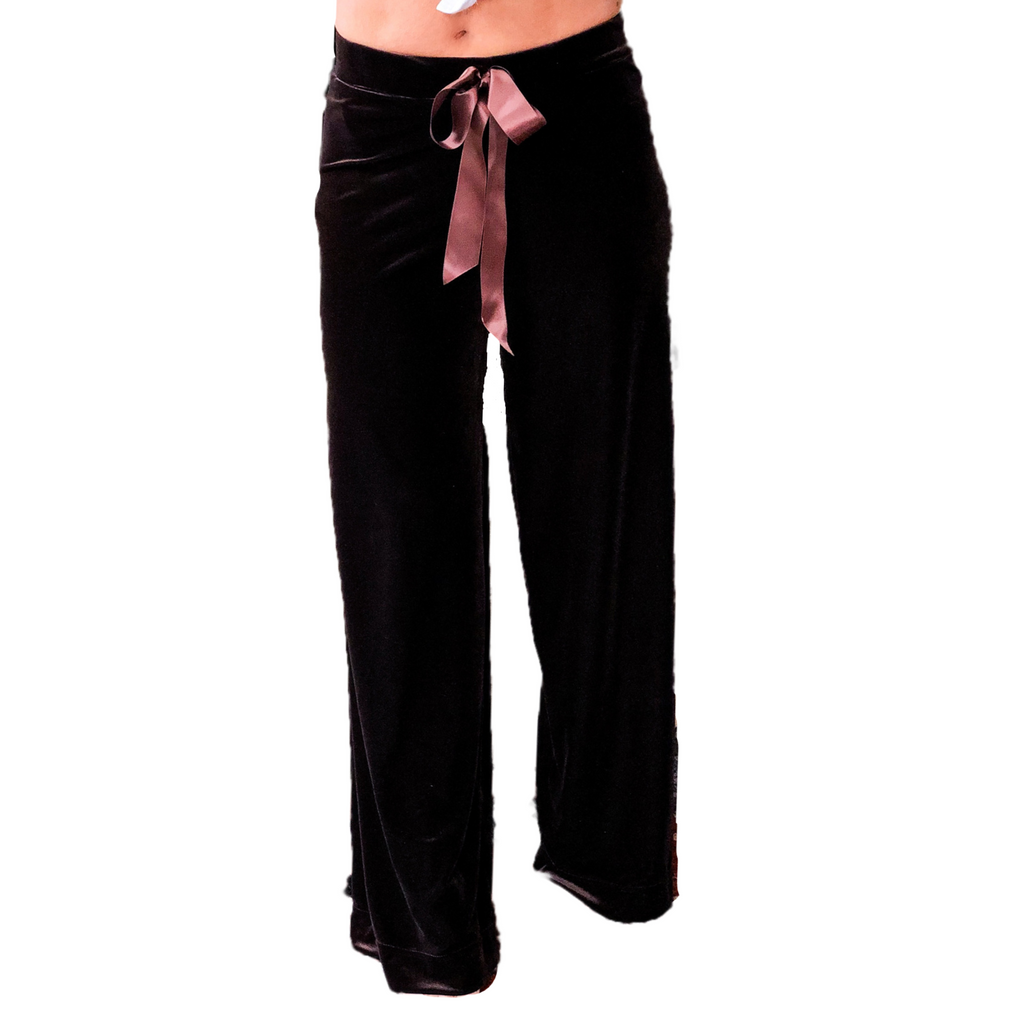 Chocolate Velvet FOXERS Palazzo Pants
