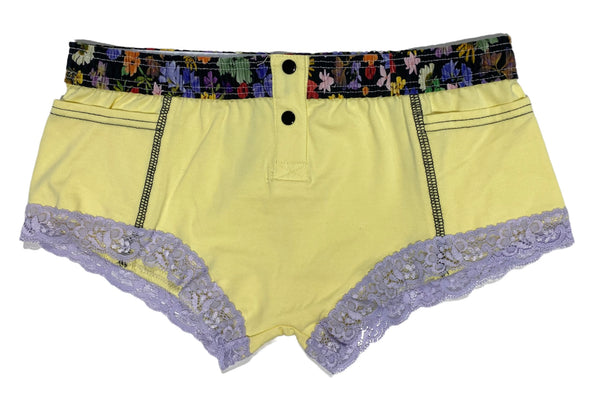 Butter Yellow Boxer Briefs with Wild Flower waistband