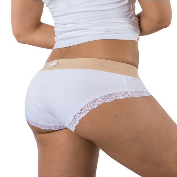 WHITE BOY BRIEF WITH SAND LOGO WAISTBAND