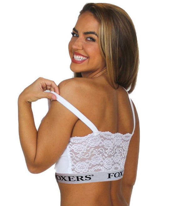 White Crop Top with Logo elastic empire band