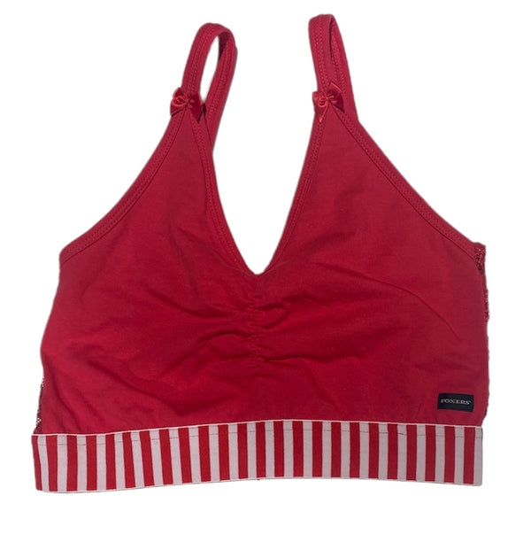 Red & White Stripe FOXERS Crop Top