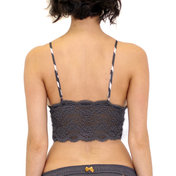 Charcoal Gray Lace Camisole (Gray white Straps)