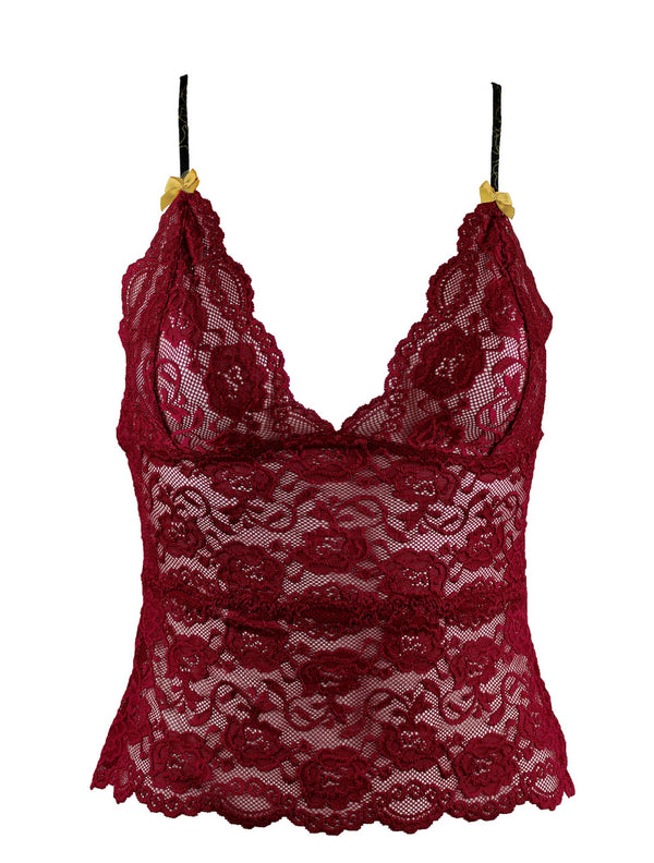 Cranberry Lace Waist Length Camisole Chemise