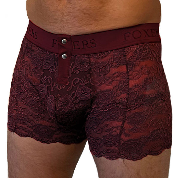 Foxers Men's Black Cherry lace boxer briefs
