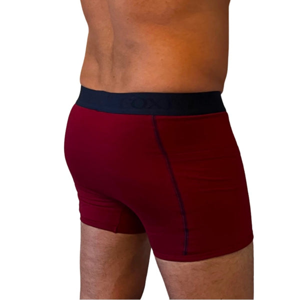 Men's Dark Red and Navy Boxer Briefs with Pockets