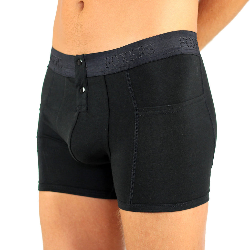 Men's Black Boxer Brief with Logo FOXERS Band