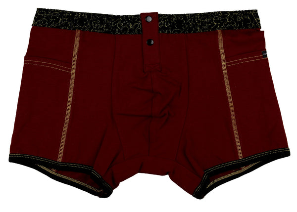 Men's Cranberry Boxer Brief | Black Gathered Waistband