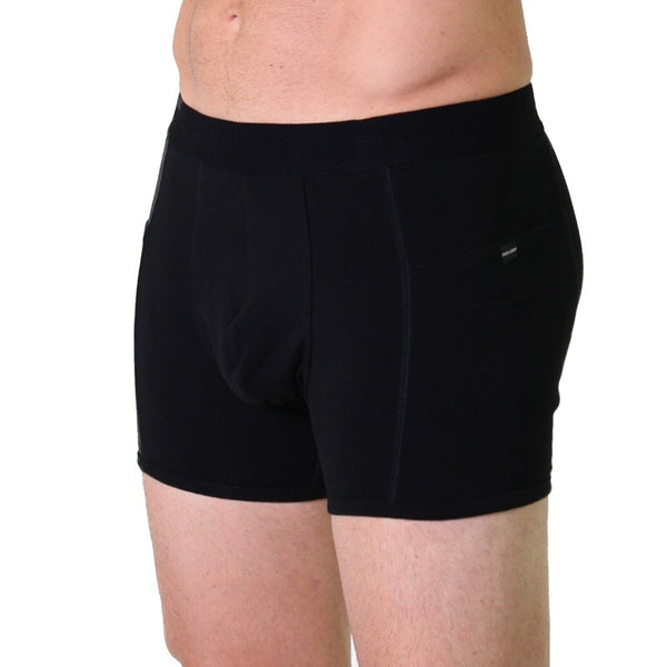 Black Men's Boxer Brief No Snap with Pockets
