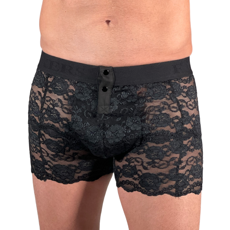 Men's Black lace boxer briefs FOXERS