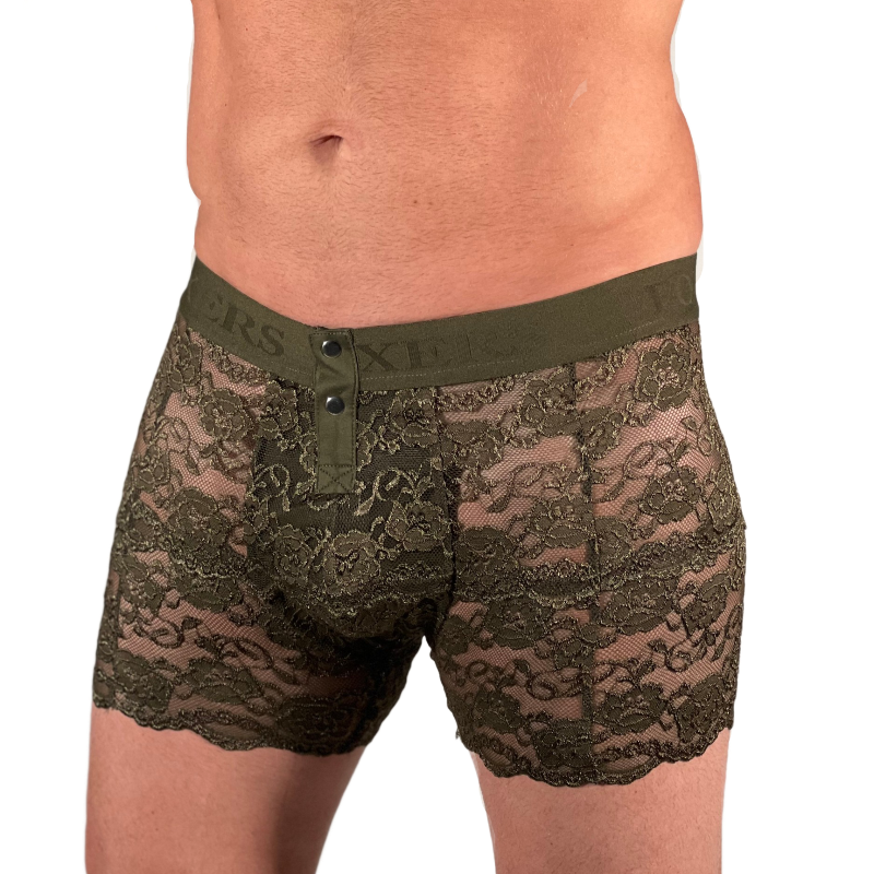 Foxers Men's Olive Lace Boxer Briefs