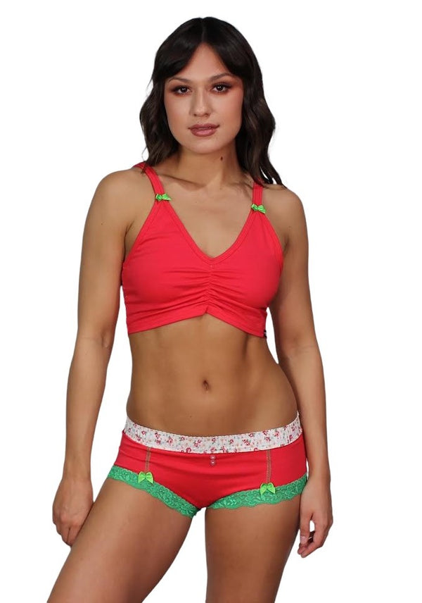 Watermelon Berry Boyshort with Floral FOXERS waistband