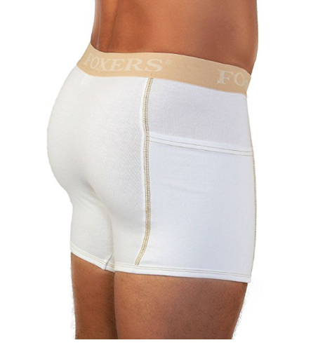 Men's White Boxer Brief with Sand Logo and pockets