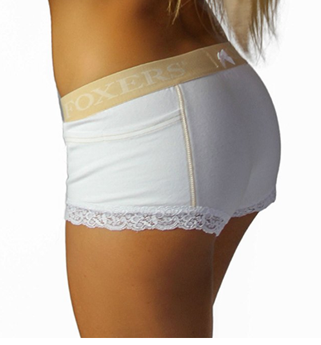 White Boxer Brief with FOXERS Sand Logo