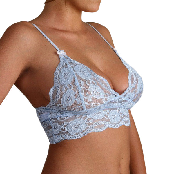 Light Blue Lace Top with Light Blue Polkadot Straps