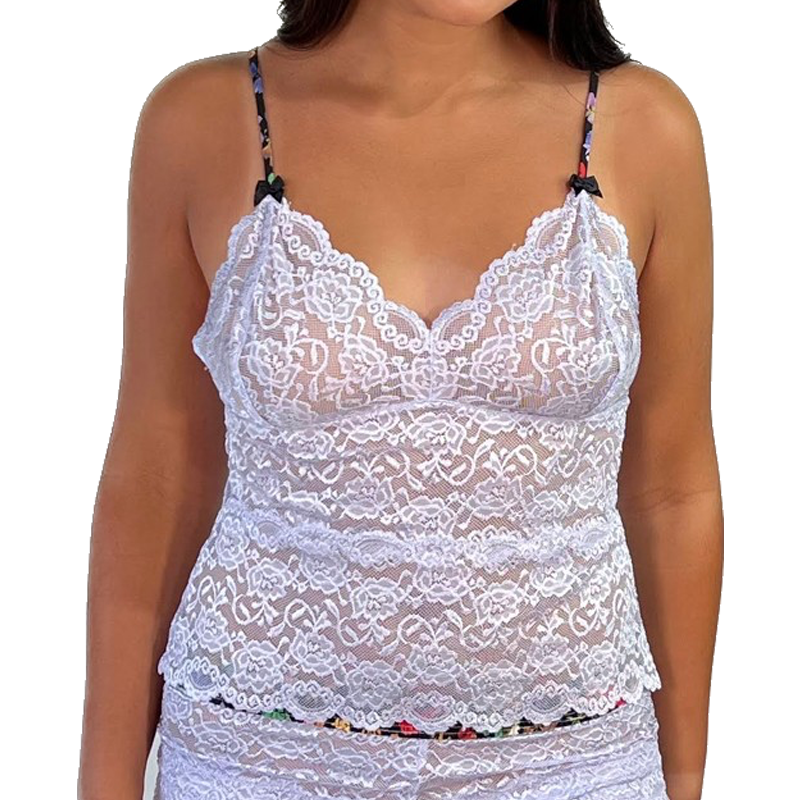 Lavender lace waist length camisole bralette