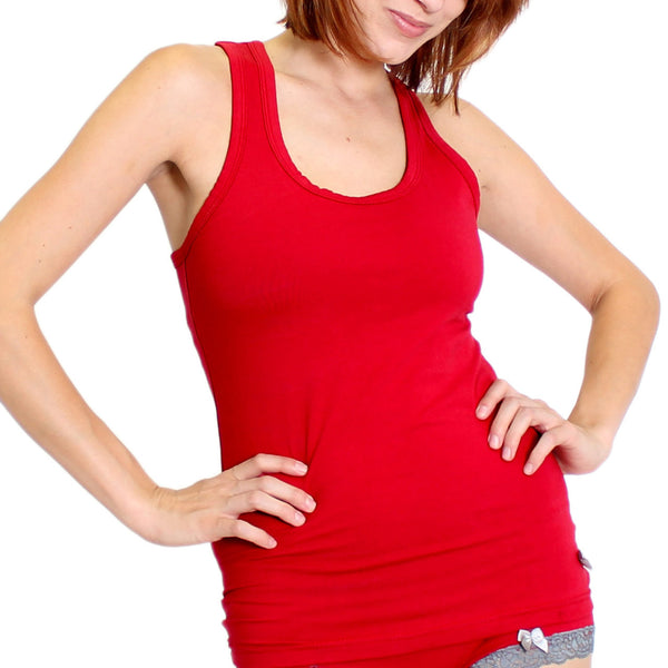 Red Racer Back Shelf Bra Tank Top