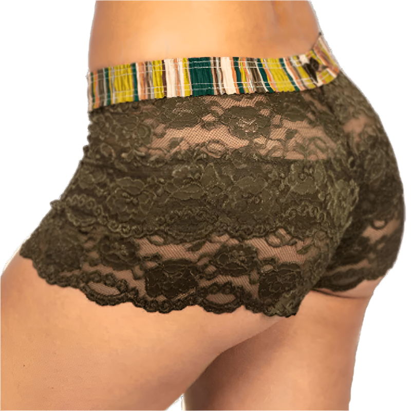 Olive Lace Boxers with Hunters Stripe FOXERS band