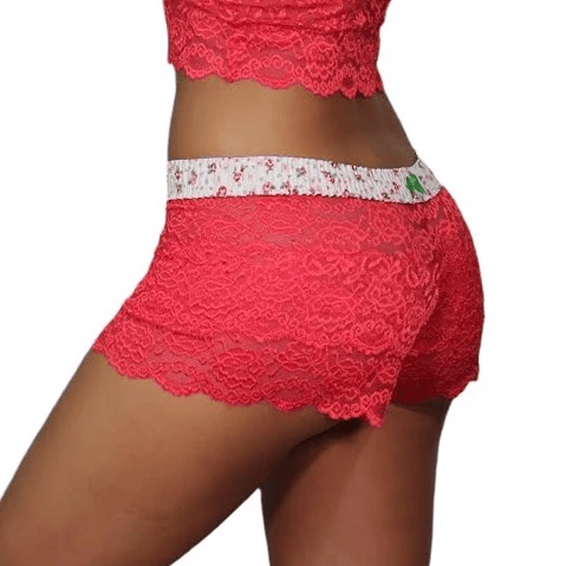 Watermelon Berry Lace Boxer with FOXERS floral waistband