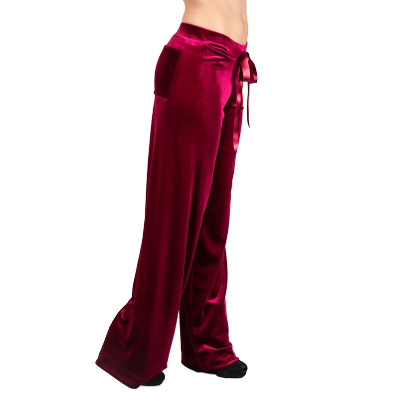 Cranberry Velvet Palazzo Pants