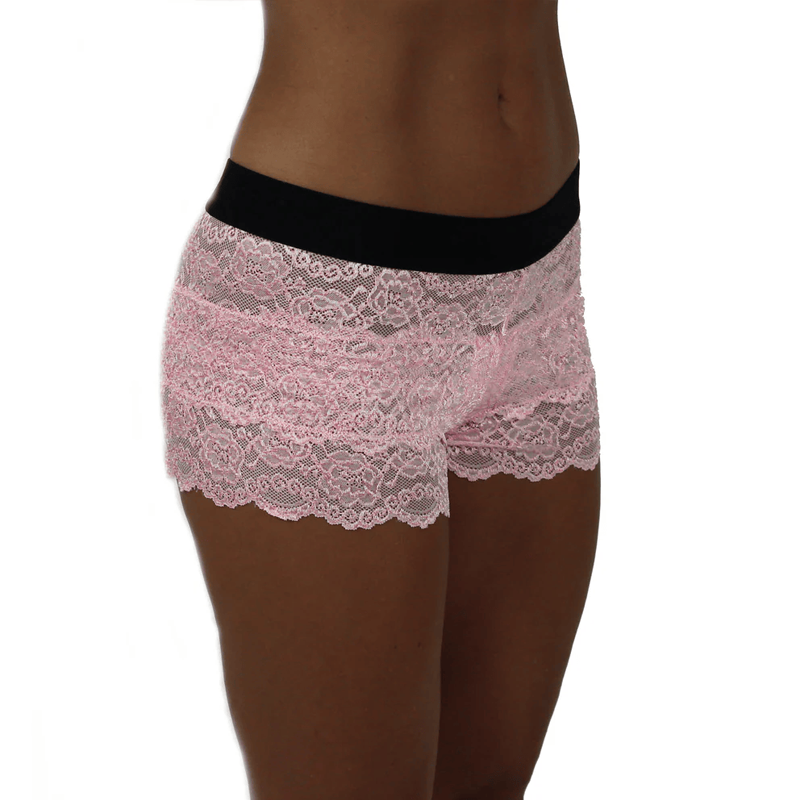Pink Lace Boxers with FOXERS Black Logo