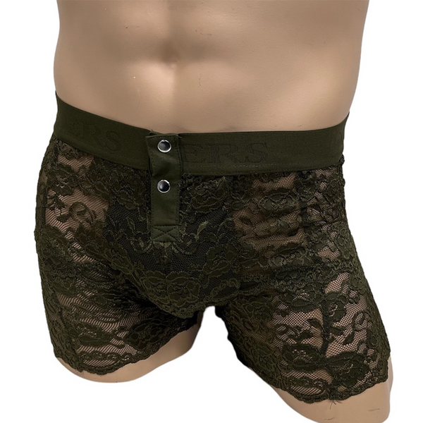 Foxers Men's Olive Lace Boxer Briefs