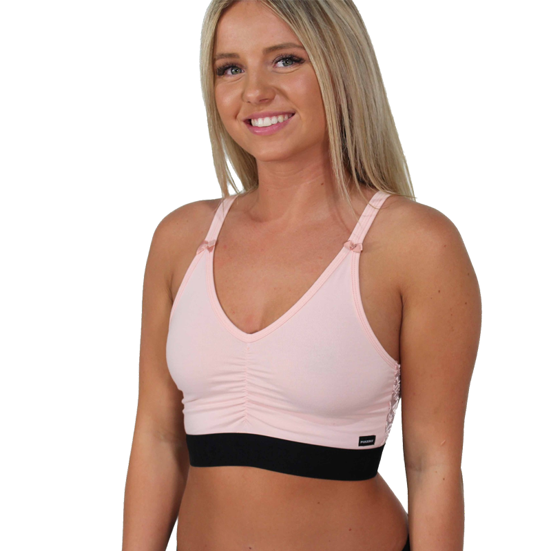 Pink Crop Top with black FOXERS Logo Elastic Empire Band