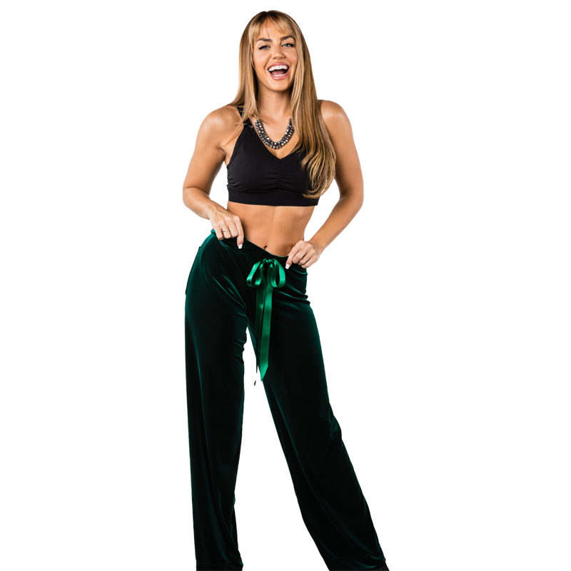 EMERALD VELVET FOXERS PALAZZO PANTS