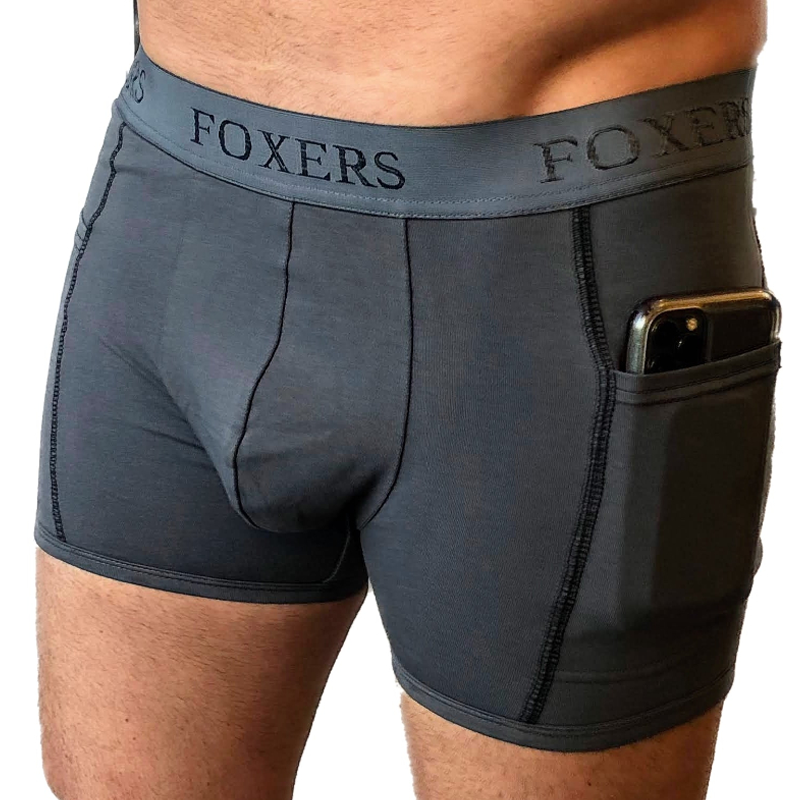 FOXERS Chargray Men's Boxer Brief with pockets
