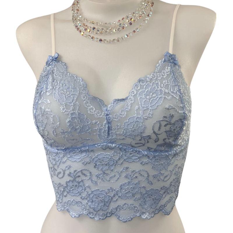 Light Blue Lace Camisole with adj Off White straps