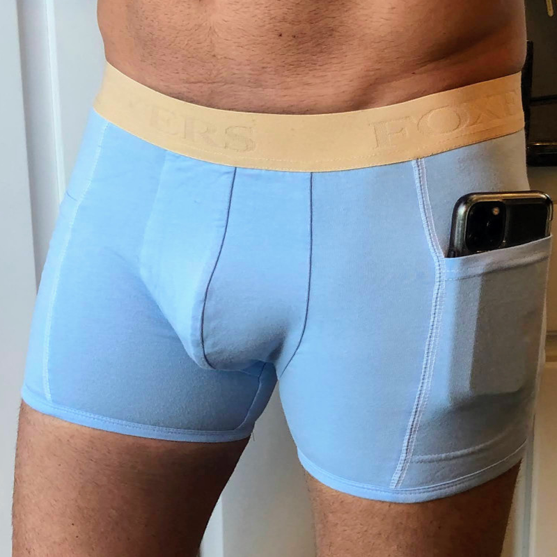 Men's Lt Blue Boxer Brief | Sand FOXERS Logo Band